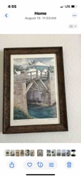 Framed Watercolor Print/Painting of a Lock or Bridge