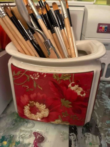 Floral Design Ceramic Utensil Holder