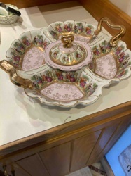 Porcelain Divided Serving Dish with Center Bowl and Lid