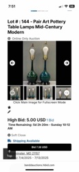 Pair of Mid-Century Modern Art Pottery Table Lamps