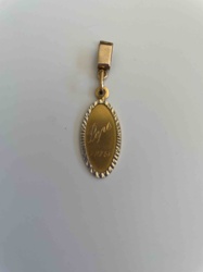 Oval Gold Engraved Pendant with Bail