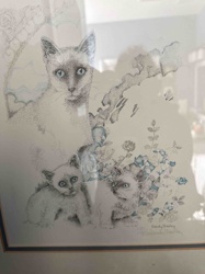 Siamese Cat Family Art Print by Sandy Bradley