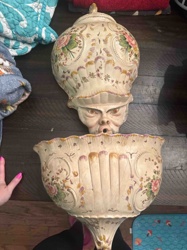 Ceramic Wall-Mounted Grotesque Fountain or Planter