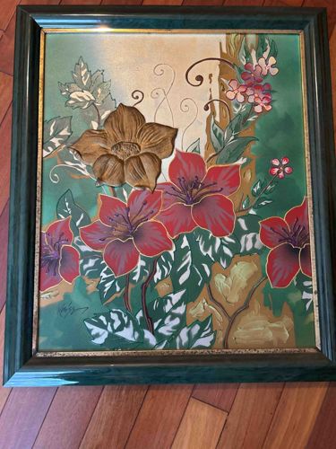 Textured Floral Mixed Media Artwork