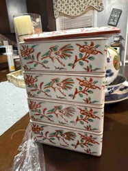 Japanese Imari-Style Stacking Porcelain Hosodana or Food Box