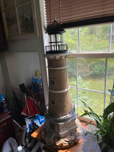 Ceramic Solar Lighthouse Decorative Figurine