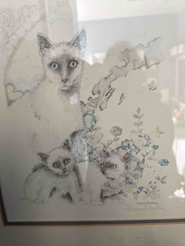 Siamese Cat Family Art Print by Sandy Bradley