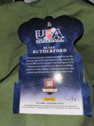 2015 Panini USA Baseball Box Set Blake Rutherford Die-Cut Autographed Trading Card 45/59