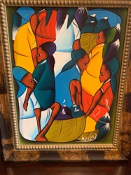 Market Scene Painting by Morel (or Morel Doucet)