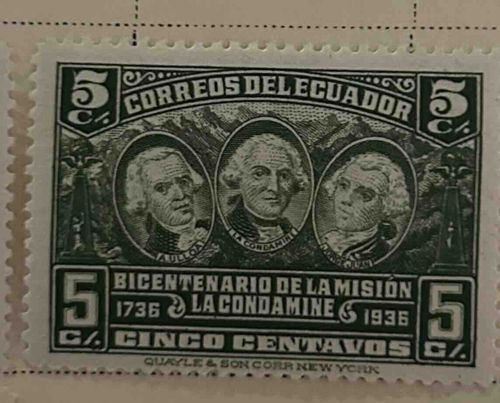 Ecuador 5 Centavos Bicentenario de la Mision La Condamine postage stamp