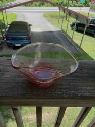 Mid-Century Modern Cranberry Art Glass Centerpiece Bowl