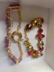 Multi-Gemstone Gold-Tone Bracelets (Set of 2)