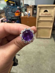 Purple Gemstone and Halo Ring