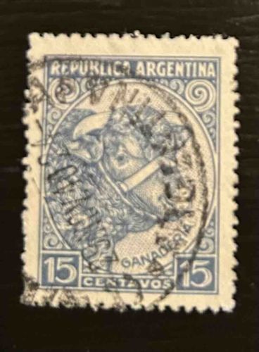 Argentina 15 Centavos Stamp - Ganaderia (Cattle)