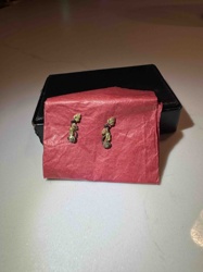 Pair of Dangle Earrings with Leaf and Bead Motif
