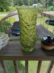Green Textured Art Glass Vase