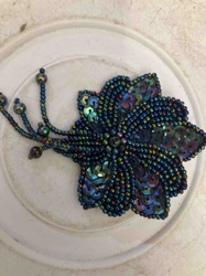 Iridescent Beaded and Sequin Flower Brooch/Appliqu
