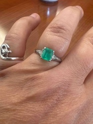 Emerald and Diamond Cluster Ring
