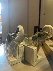 S.J. Goldhill & Co. 1904 Ceramic Elephant Bookends