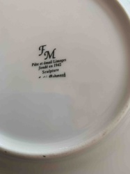 Limoges Pâte et émail Plate with "FM" Mark