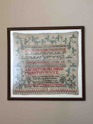 Antique 1836 Alphabet Needlework Sampler by Susanna Wire
