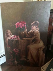 Figurative Painting of Women with Flowers