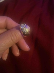 Yellow Gold Ring with Central Round Gemstone and Pave Accents