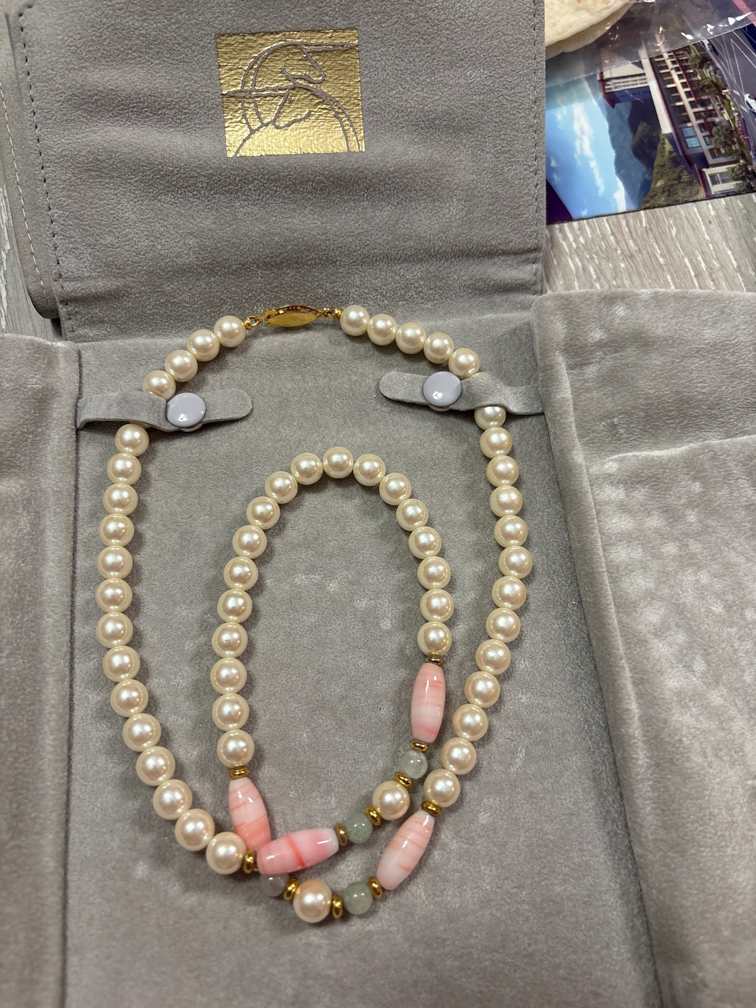 Submitted photo of Pearl and pink coral bead necklace (unauthenticated)