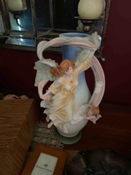 Porcelain Angel and Cherub Figural Vase