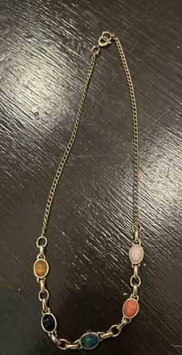 Multi-Stone Scarab-Style Link Necklace