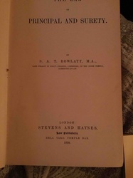 The Law of Principal and Surety by S. A. T. Rowlatt (1899)