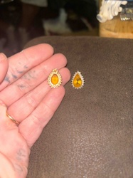 14k Yellow Gold Citrine and Diamond Teardrop Earrings