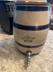 Vintage 2-Gallon Stoneware Water Cooler with Crown and Number '2' Motif