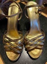 Coach Gold Metallic Strappy High Heel Sandals