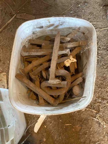 Assorted Collection of Antique Railroad Spikes and possibly other Iron Hardware