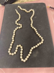 Faux Pearl Single Strand Necklace with Filigree Clasp