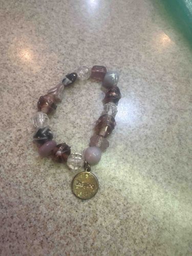 Multi-Faceted Bead Charm Bracelet with 'Inspire' Medallion