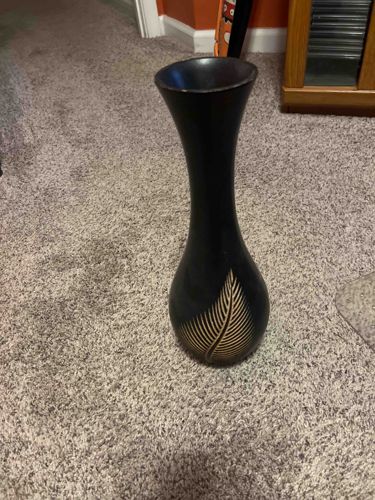 Modern Sgraffito Carved Wooden Floor Vase
