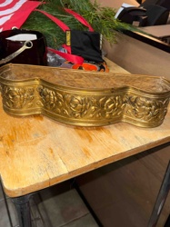 Gilt Metal Rose Motif Planter/Cachepot