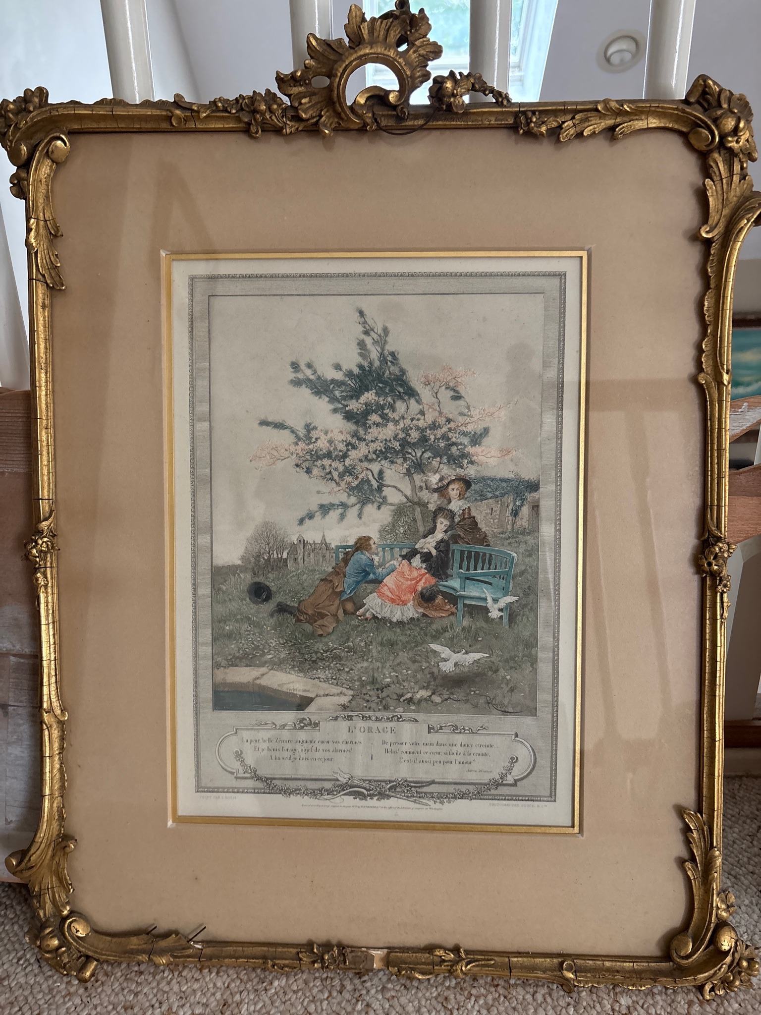 Submitted photo of Hand-colored engraving titled 'L'Orage', unverified