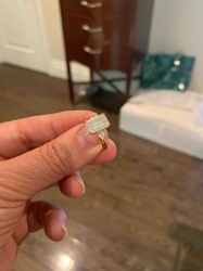 Emerald Cut Ring with Triangular Side Stones