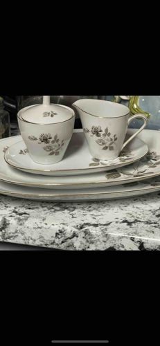 Vintage Creamer and Lidded Sugar Set with Floral Motif and Gold Trim