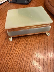 Green Onyx and Brass Trinket Box with Claw Feet