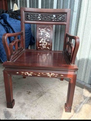 Chinese Hardwood Armchair with Mother-of-Pearl Inlay