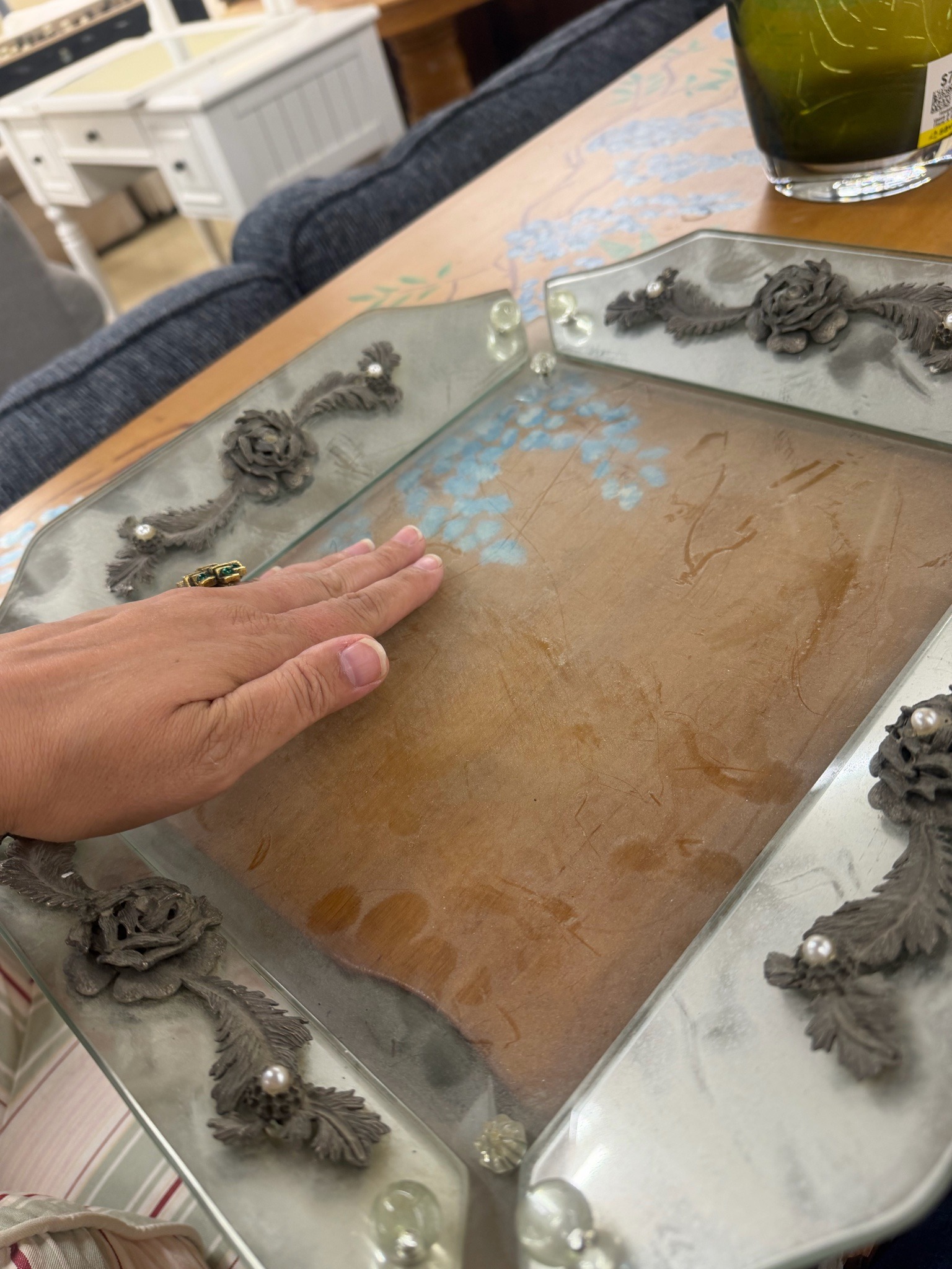 Submitted photo of Decorative mirrored vanity tray