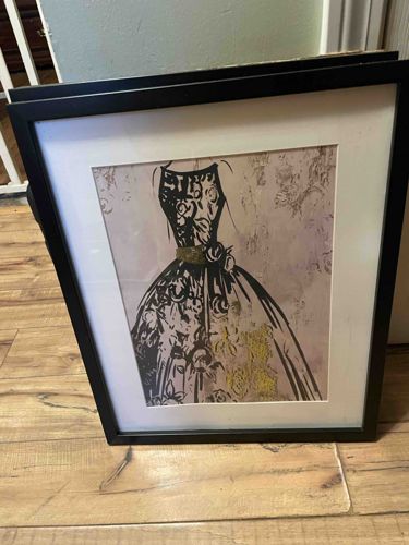 Framed Sketch-Outlined Dress Canvas Picture