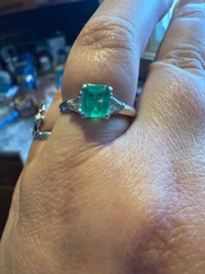 Three-Stone Colombian Emerald and Trinity Diamond Ring