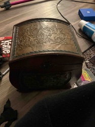 Embossed Leather and Wood Box