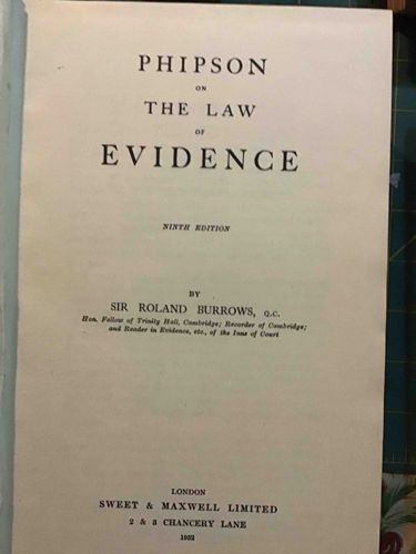 Phipson on The Law of Evidence, Ninth Edition (1902)