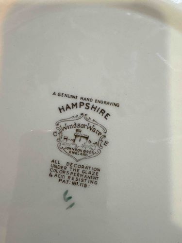 Johnson Bros Windsor Ware Hampshire Dinnerware Backstamp